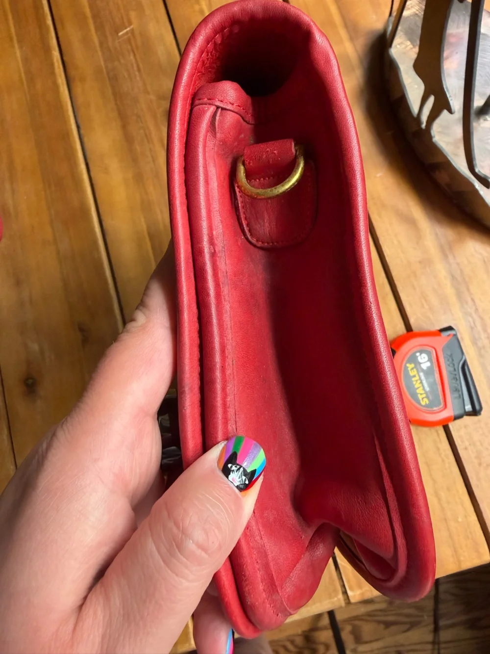 Vintage Coach Red Leather Shoulder Bag with Turn-Lock